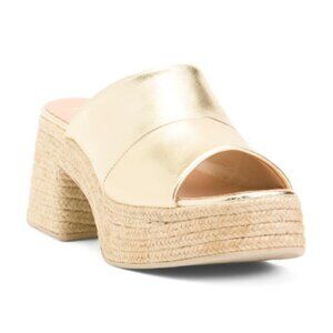 GAIMO Made In Spain Leather Block Heel Espadrille Sandals